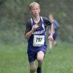 Matt Simms photo                                Langley Middle School eighth-grader Thomas Simms won the boys division after running the 1.74-mile course in 10 minutes and 30 seconds.