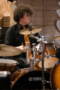 Ian Marsanyi jams on the drums during a concert at Mukilteo Coffee Roasters. Marsanyi won an Outstanding Soloist award at the Lionel Hampton International Jazz Festival in February.