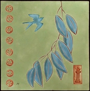 'Gray Eucalyptus #7' artist Paula Gill uses clay to create a print.