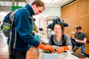 Emily Dunn-Wilder represents the Evergreen Shellfish Club at Earth Day 2014. Dunn Wilder was recently appointed to Evergreen State College’s Board of Trustees by Governor Jay Inslee.