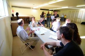 Community members meet with commissioners from the Port of South Whidbey at an open house. It's the first of two open houses on the port's campground proposals.