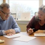 Evan Thompson / The Record                                Langley Mayor Tim Callison and Clerk and Treasurer Debbie Mahler examine the city&rsquo;s 2017 draft budget on Wednesday morning. City leaders will release the budget for public viewing on Nov. 19.