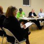 Goosefoot Director of Programs Marian Myszkowski and organization Executive Director Sandra Whiting present a plan to upgrade a commercial kitchen at the fairgrounds to the Port of South Whidbey commissioners during the board&rsquo;s regular meeting earlier this month.