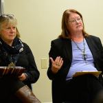 Goosefoot Executive Director Sandra Whiting and Director of Programs Marian Myszkowski presented a plan for an improved commercial kitchen at the fairgrounds recently. If the Port of South Whidbey green lights the project, it would become the first major improvement to the facility since the public approved port ownership earlier this year.