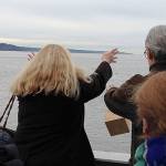 Contributed photo Members of Hunziker&rsquo;s family toss a biodegradable box containing Hunziker&rsquo;s ashes off a ferry on the Mukilteo-to-Clinton route.