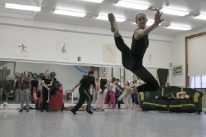 Kyle Jensen / The Record                                Coupeville resident Skyy Lippo, who plays the Rat Queen, rehearses her routine during the battle scene.