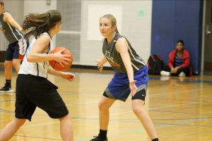 Evan Thompson / The Record                                South Whidbey junior Kolby Heggenes defends against senior Bailey Forsyth at a practice Tuesday afternoon.