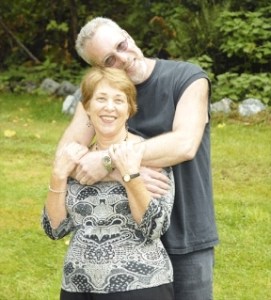 Andrew Gilkerson hugs his long-lost half-sister Sheila Drucker-Dumas after the pair were reunited by chance earlier this summer.