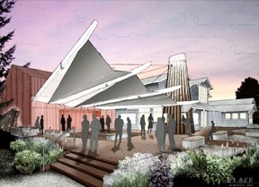 Above is a design rendering for WICA’s expansion project. The concept includes a rehearsal hall