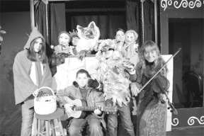Members of the Amethyst Puppet Theater get ready to open the original musical version of "Little Red Riding Hood" at Whidbey Children's Theater this Friday through Sunday. From left are Audrey Digirolamo