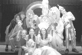 Some of the cast members of WCT's "The Wizard of Oz" gather to answer questions from their admiring audience on opening night last Saturday. Back row from left are Makeda Browne