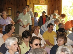 The Port of Coupeville tried to get people to come to a town hall meeting over the Labor Day weekend - they succeeded as more than 130 Greenbank residents jammed the Progressive Club to register their concerns over a proposed salmon sanctuary.