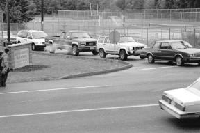 Students leave South Whidbey High School during the 30-minute lunch period in search of burgers and pizza. Some seniors are allowed off campus during lunch if they meet academic and behavior criteria.