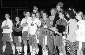 Lady Falcon soccer players Katie Watson