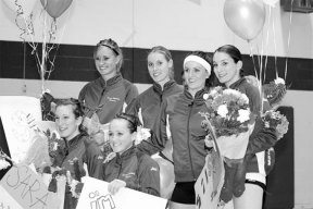 Senior Katy McGillen goes up for the kill against Ephrata Friday at the state 2A volleyball tournament. McGillen’s kills and tough play by the rest of her team got the Falcons into the semifinals before they lost to Chelan.