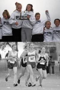 Top: Celebrating their second-place team performance at the state 2A cross country championship Saturday