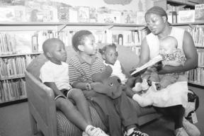 Oak Harbor Library patrons Terel Bellinger