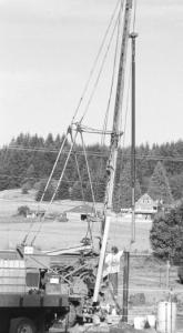 Joe Lehman of Cato Well Drilling of Langley is digging a new well for Pam Smith. Smith is hoping for a much deeper well than her existing well of 27 feet.
