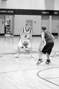 South Whidbey junior Kyle Asay examines his options during the Falcons' decisive 53-33 victory over the Shoreline Christian Crusaders Dec. 1. At 7 p.m. tonight they welcome Vashon to Erickson Gym.