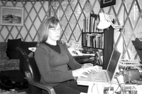 Nancye Good edits the documentary "The Mad Cow Investigator" at her parents' home in Langley.