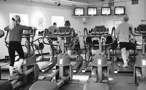 Although arms and legs were busy working out Wednesday at Island Athletic Club in Freeland