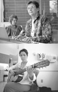 Top: Playing to Whidbey General Hospital Alzheimer's patient Marion Mullkoff in the hospital's solarium