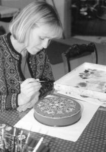 Elizabeth Leese of Greenbank demonstrates the art form of Rogaland rosemaling