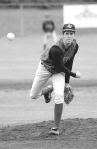 Sophomore pitcher Dustin Sidhu hurls a 1-2-3 inning against Port Townsend in the early going of the Falcons' 10-6 win Thursday.