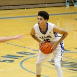 Evan Thompson / The Record                                Falcon junior point guard Lewis Pope looks for an opening against Bellevue Christian&rsquo;s defense on Saturday night. The Falcons lost 52-40.