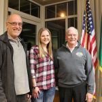 Kyle Jensen / The Record                                New South Whidbey Fire/EMS volunteers Mark Jabbusch (left) and Amanda Walsh joined the district alongside Chief Rusty Palmer (right).