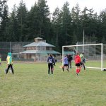 Kyle Jensen / The Record                                South Whidbey Reign U-14 girls are practicing on the Community Park baseball fields until the sports complex soccer fields dry out.