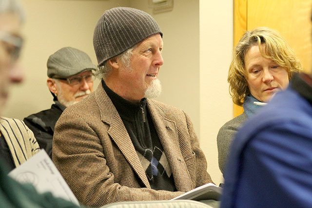 Evan Thompson / The Record                                Langley resident Carl Magnusson discusses his thoughts on Seawall Park at a community discussion on Wednesday night at Langley City Hall.