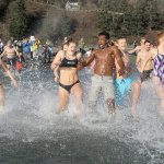 Polar bears dip into new year at Double Bluff Beach Park