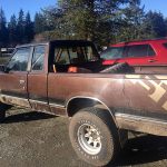 Contributed photo                                The pickup truck involved in the car chase is pictured in Naomi&rsquo;s Mobil gas station at Ken&rsquo;s Korner.