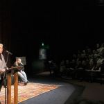 Kyle Jensen / The Record                                Faith Wilder, president of Whidbey Homeless Coalition, speaks in front of a crowded WICA main stage.