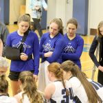 Evan Thompson / The Record                                The Falcons were without senior Kinsey Eager (with shoulder sling), junior Kolby Heggenes (on crutches) and Kacie Hanson (not pictured) in a 48-44 loss to Cedar Park Christian on Jan. 10.