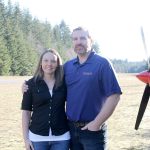 Evan Thompson / The Record                                Tara (left) and Sky (right) Rudolph are the new owners of Whidbey Airpark. The couple recently held a meeting with pilots who use the airport to gather feedback and help guide any developments in the future.