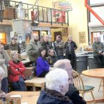 Evan Thompson / The Record                                A couple dozen pilots attended a recent meeting with Whidbey Airpark&rsquo;s new owners Tara and Sky Rudolph.