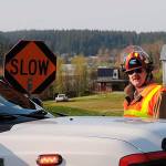 Contributed photo &mdash; Volunteer firefighter and captain Jerry Beck oversees operations during a call.