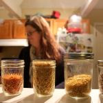 Kyle Jensen / The Record &mdash;                                Dietician Marcy Gaston pulls out a few mason jars of her lentil collection.