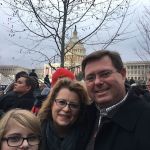 Contributed photo &mdash;                                Langley residents Rich Bacigalupi, his wife Carol Griswold, and their daughter, 13-year-old Kelsey Griswold-Bachigalupi pose for a picture in the National Mall at the capital during the inauguration of Donald Trump on Friday as the 45th president of the United States. Rich Bacigalupi was the volunteer manager of the Trump campaign in Island County.