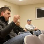 Kyle Jensen / The Record &mdash;                                South Whidbey Youth Soccer Club coach Karl Peterson explains why the Langley Middle School field is unsafe to play on. The club has had to train on the field while the South Whidbey Sports Complex fields are closed.