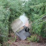 Kyle Jensen / The Record &mdash; A tram connecting a Clinton backyard to the beach derailed 15 feet from the bluff on Friday morning.