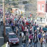 Evan Thompson / The Record &mdash; Protestors filled the width of Langley streets on Saturday during an hour-long march.