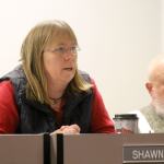Evan Thompson / The Record &mdash; Board Director Shawn Nowlin explains her reasoning for her voting to close Langley Middle School at the board&rsquo;s regular monthly meeting on Wednesday night.
