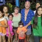 Contributed photo &mdash; Peggy and Jim Stach (center) made friends with their &ldquo;new family&rdquo; in American Samoa, the Allen family.