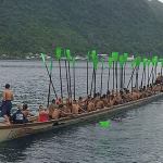 Contributed photo &mdash; Numerous fautasi, traditional Samoan longboats, sailed into Pago Harbor alongside the MV Manu&rsquo;atele.
