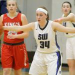 Evan Thompson / The Record &mdash; South Whidbey senior Emily Turpin prepares for an offensive attack by King&rsquo;s on Friday night at Erickson Gymnasium.