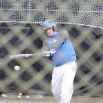 Evan Thompson / The Record &mdash; South Whidbey senior Will Simms swings at a ball during practice at South Whidbey High School&rsquo;s baseball field.