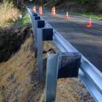Justin Burnett/The Record &mdash; A mudslide on Cultus Bay Road last week has prompted county engineers to close one lane for safety reasons. An expert is expected to look at the section this week and offer the county repair options.